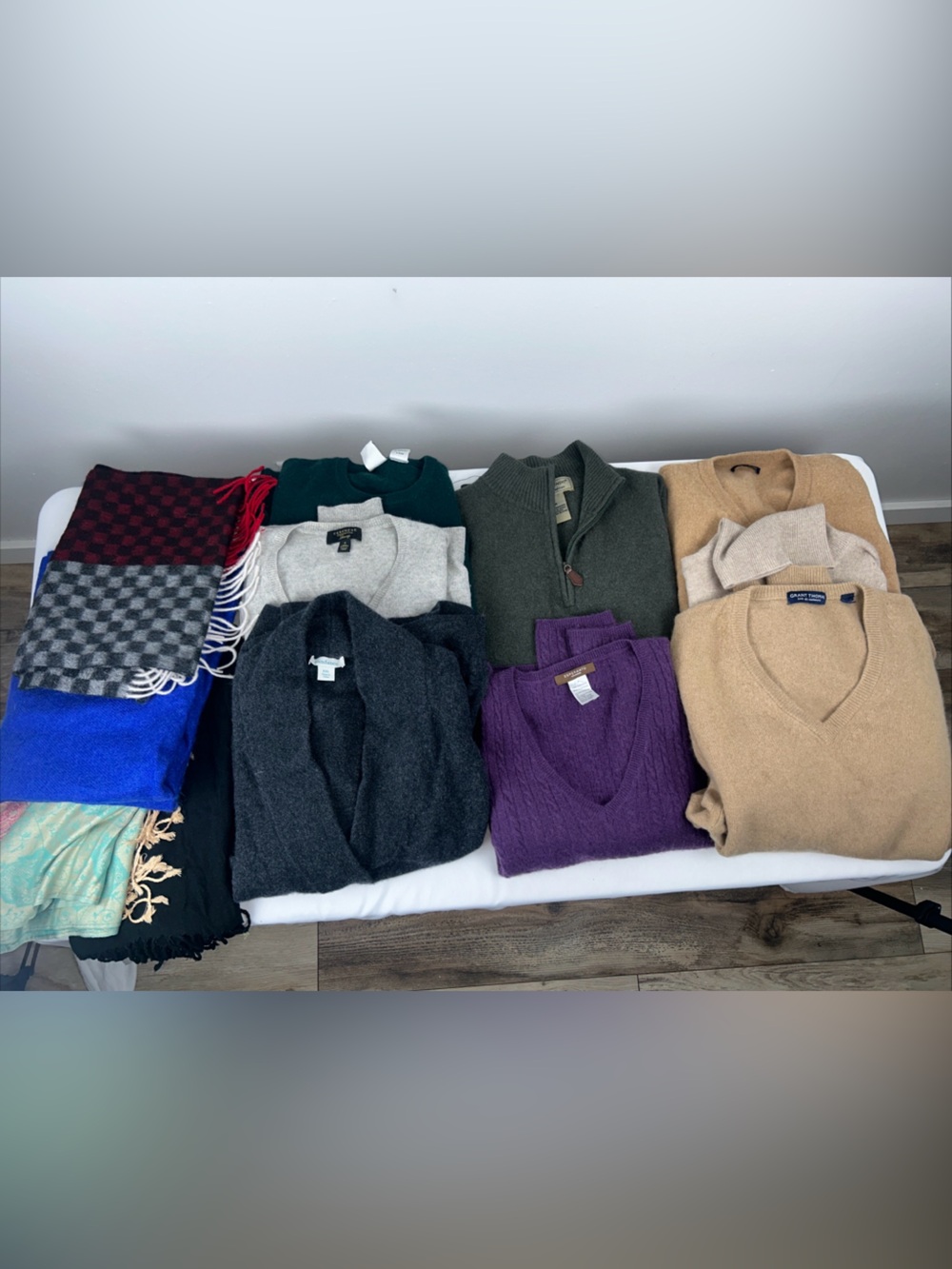 Lot Of 12 Cashmere Sweaters And Scarves Crafting, Upcycling Cutters Flawed 5 Lbs